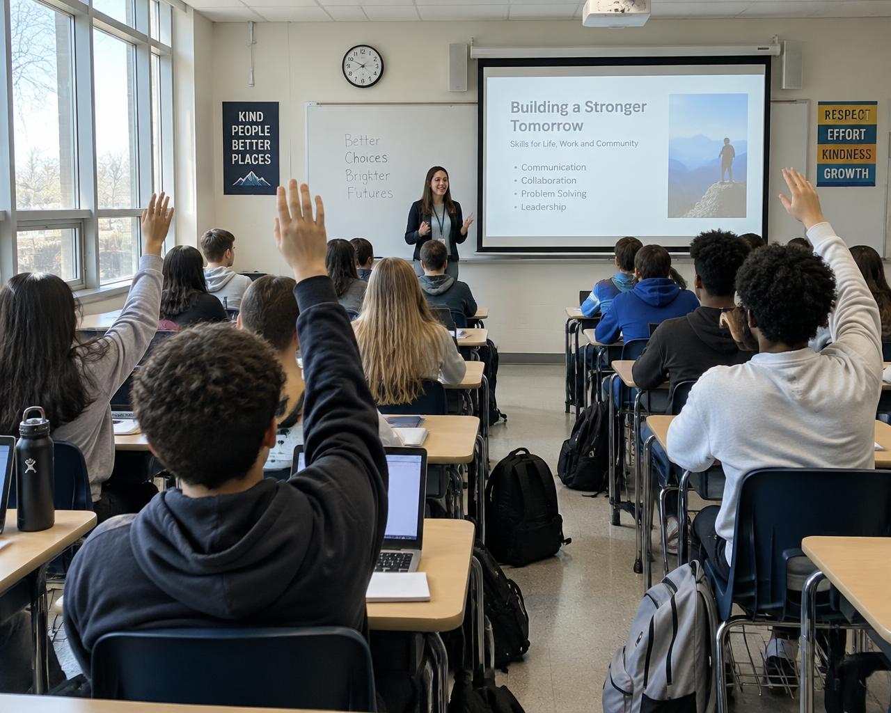 A full classroom during an AI Discovery Day, seen from the back